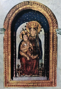 Santuario della Madonna dei Lattani: esterno, navata interna e la Venerata statua di Maria SS. dei Lattani «Regina Mundi».